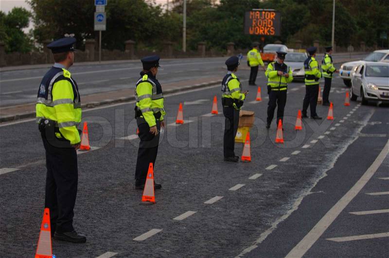 Police Checkpoint for Drink Driving, stock photo