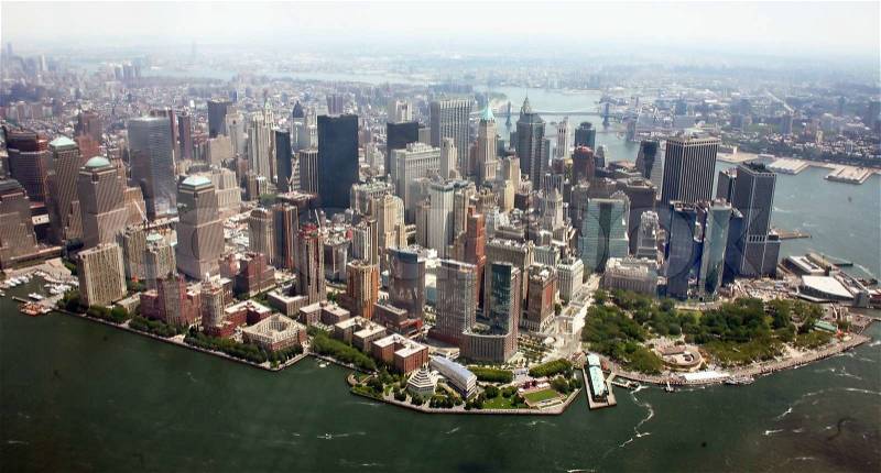 USA, New York, city view from the helicopter Vogelkperspektive, stock photo