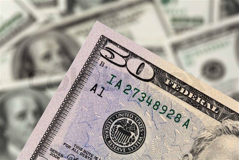 Image for photo wealth. Many American dollar bills, stock photo