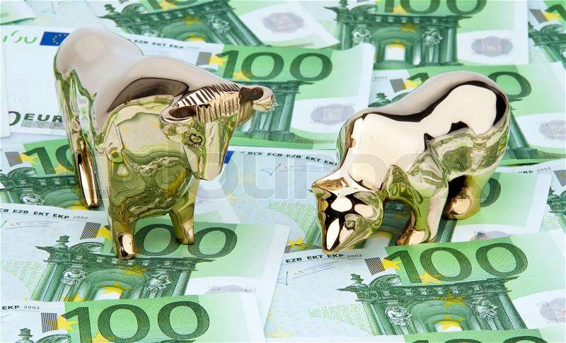 Bull and Bear. Image for gains and losses on the exchange, stock photo