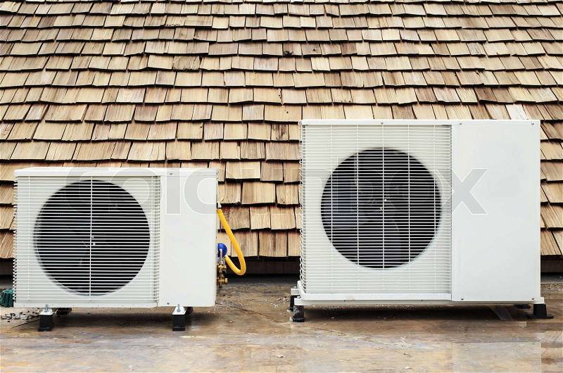 Air conditioner on the roof, stock photo