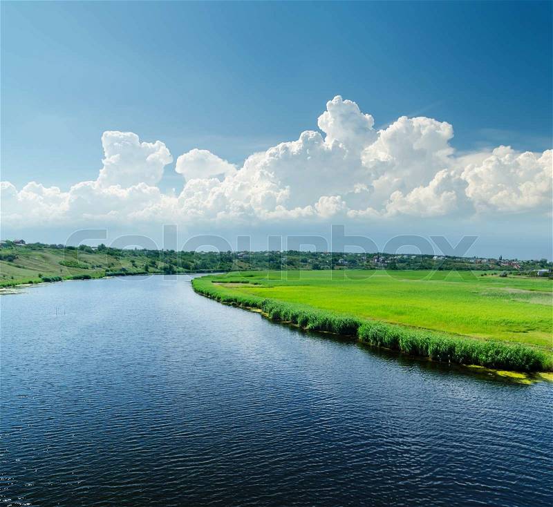 Good view to river with clouds over it, stock photo