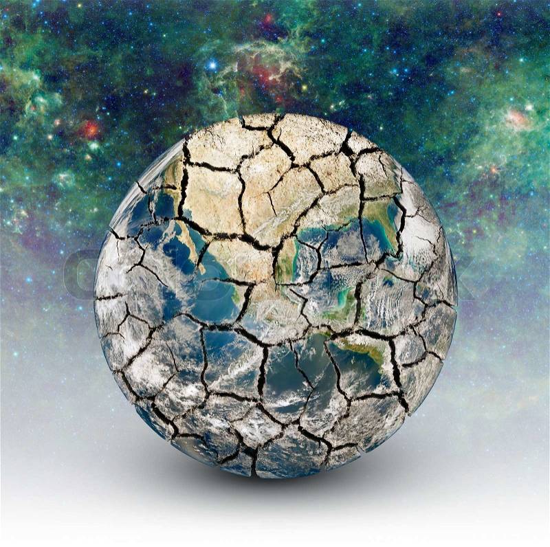 Cracked Earth on the background of the starry sky. Elements of this image furnished by NASA (http://www.nasa.gov/), stock photo