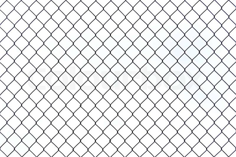 Braid wire fence texture on a white background, stock photo