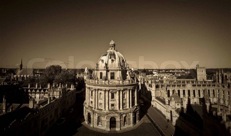Radcliffe Camera and part of All Souls College to the right in Oxford , Oxfordshire, England, stock photo