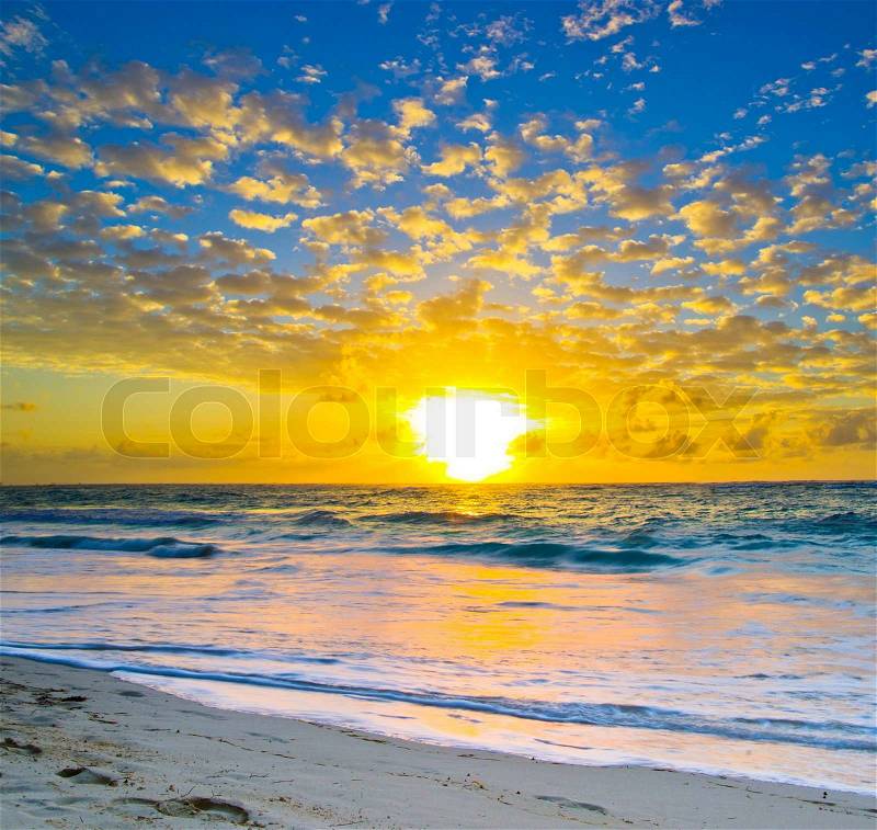 Beautiful sunset above the sea, stock photo