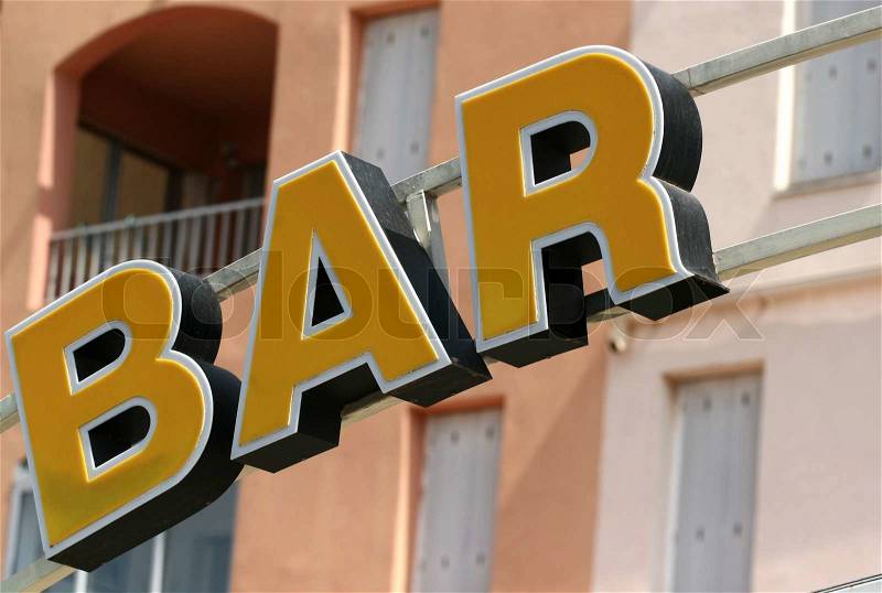 Signs bars & shops: bar in the south of france, stock photo