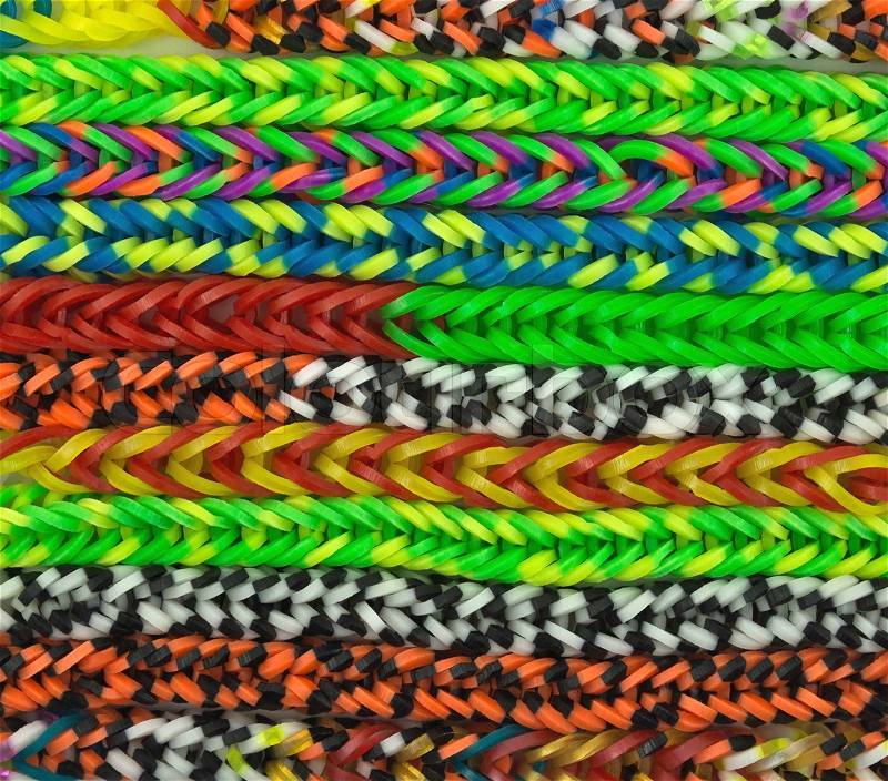 Colorful background rainbow colors rubber bands loom, stock photo