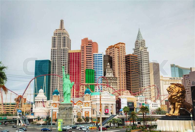 LAS VEGAS - APRIL 18: Las Vegas boulevard in the morning on April 18, 2014 in Las Vegas, Nevada. It\'s the most populous city in the state of Nevada and the county seat of Clark County, stock photo