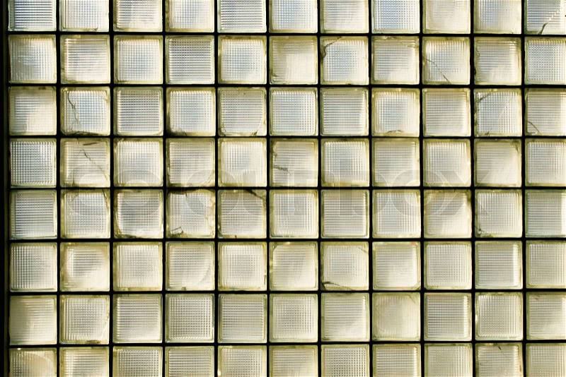 Glass brick wall grid, stock photo