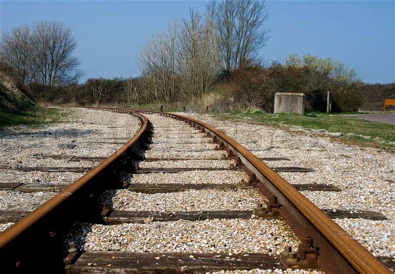 A rail way to a uncertain destination in the future, stock photo