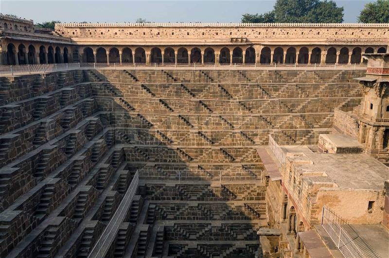 Chand Baori Stepwell in the village of Abhaneri, Rajasthan, India. , stock photo