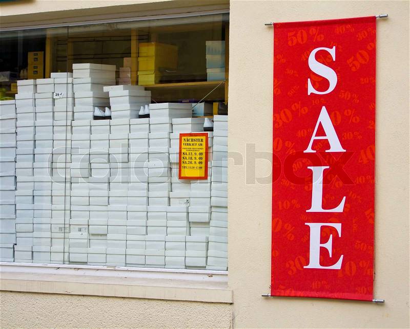 Sale sign. Action for cheap goods in a shop, stock photo