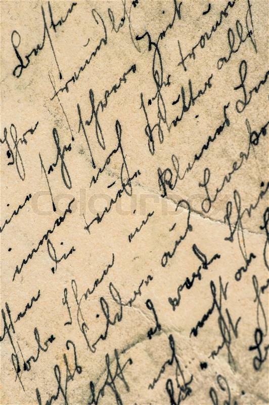 Vintage handwriting. manuscript. grunge aged paper background, stock photo