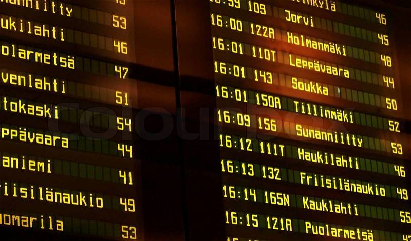 Information board in a terminal, stock photo