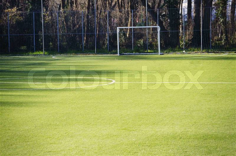 Photo of Football Green Empty Play-Field, stock photo