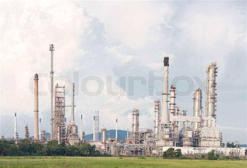 Panorama of Oil Refinery Plant in filed, stock photo