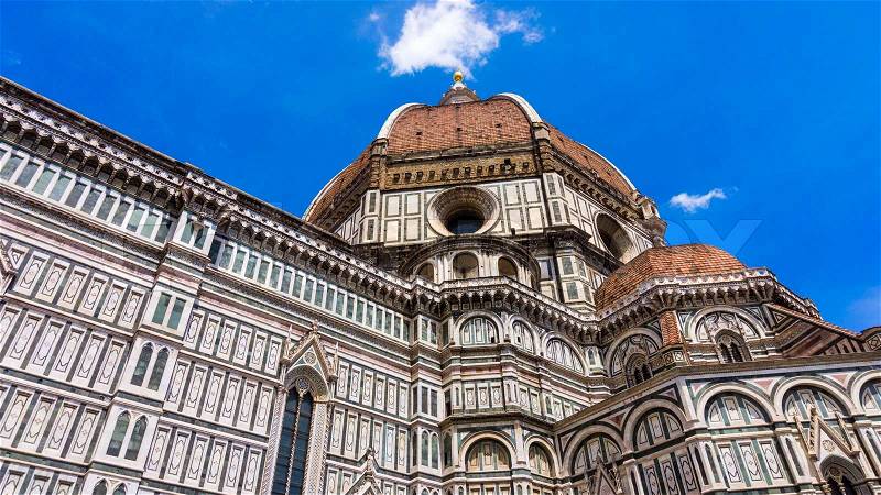 Basilica of Santa Maria del Fiore (Basilica of Saint Mary of the Flower) in Florence, Italy, stock photo