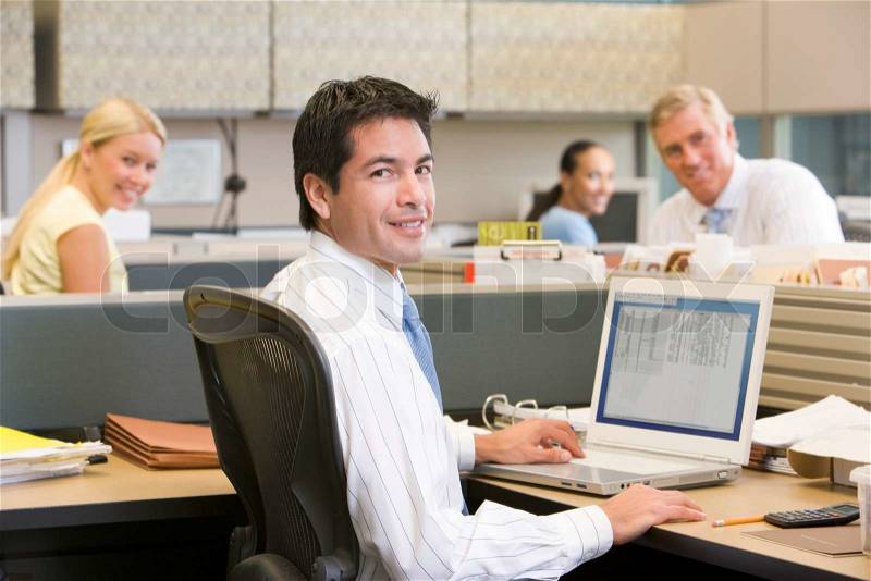Stock image of \'staff, happy, open plan office\'
