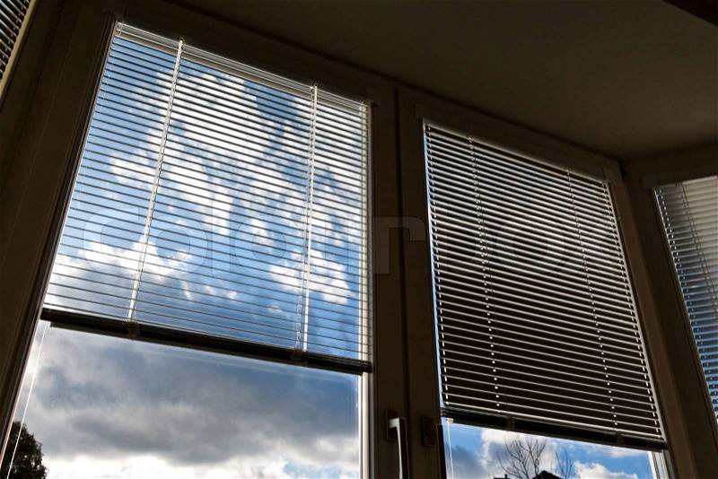 Window blinds for sun protection, heat protection, stock photo