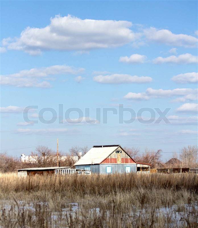 Private house in the village nature spring, stock photo