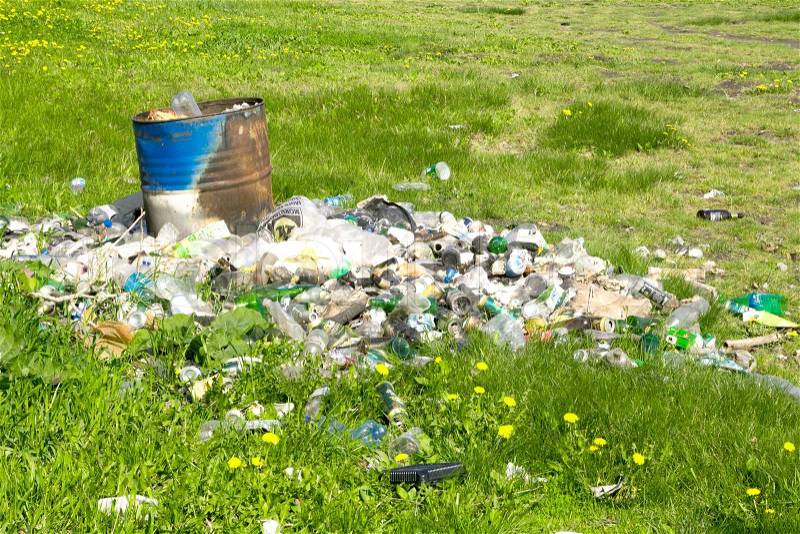 A large pile of garbage, pollution of nature, stock photo
