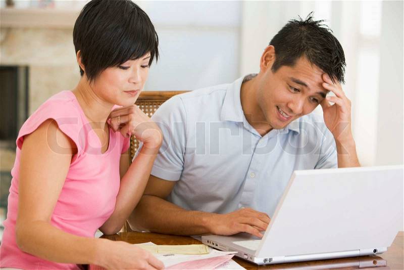 Stock image of 'together, accounts, computer'