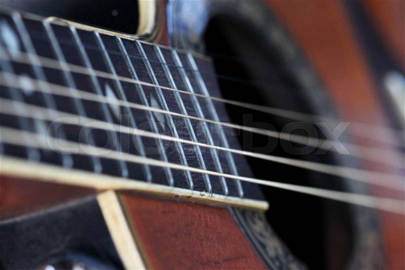 Close up guitar ,hand play music concept, stock photo