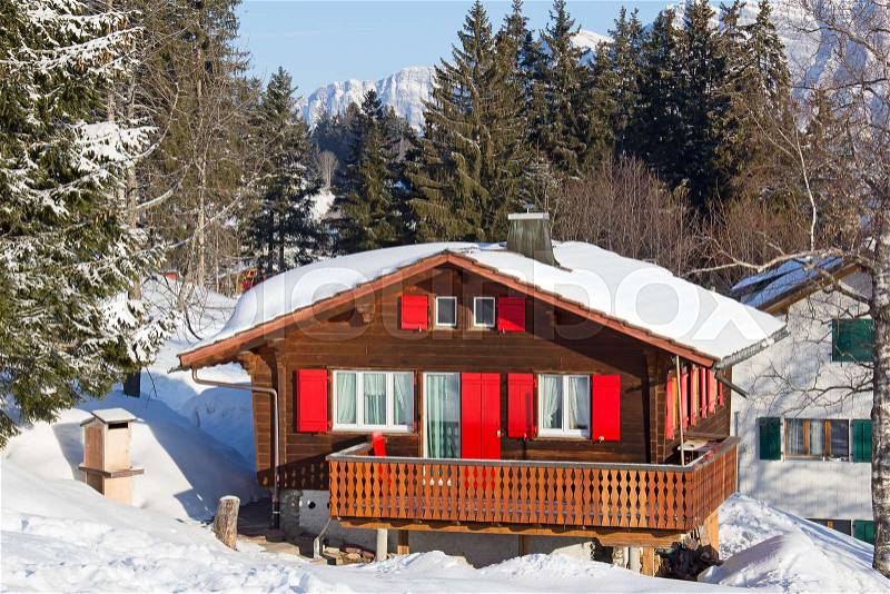 Winter in the swiss alps, Switzerland, stock photo