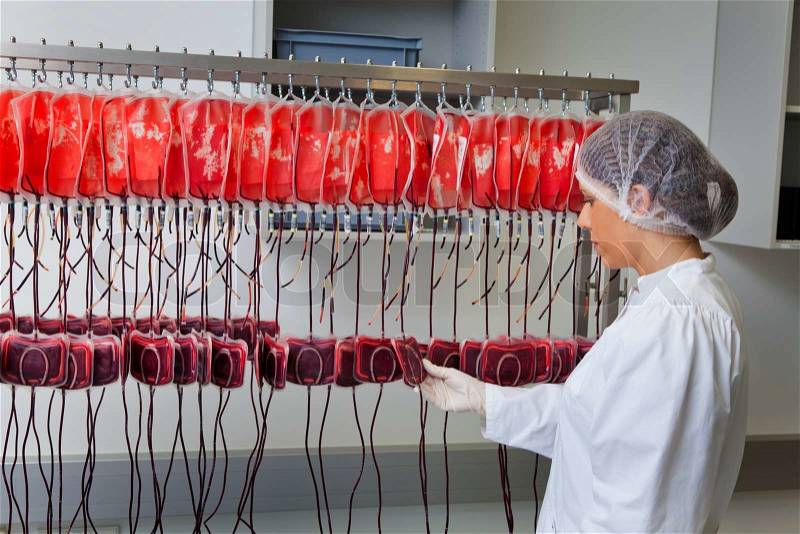 One woman studied in the laboratory, the blood donated blood. Health and Welfare, stock photo