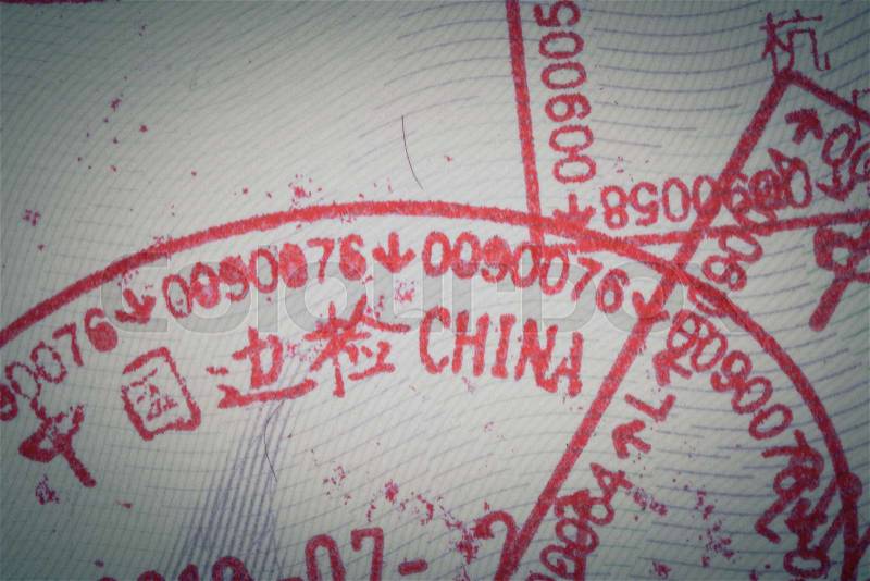 Admitted stamp of China Visa for immigration travel concept, stock photo