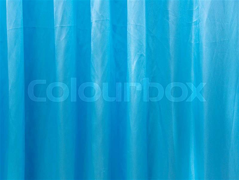 Blue curtain fabric texture for background, stock photo
