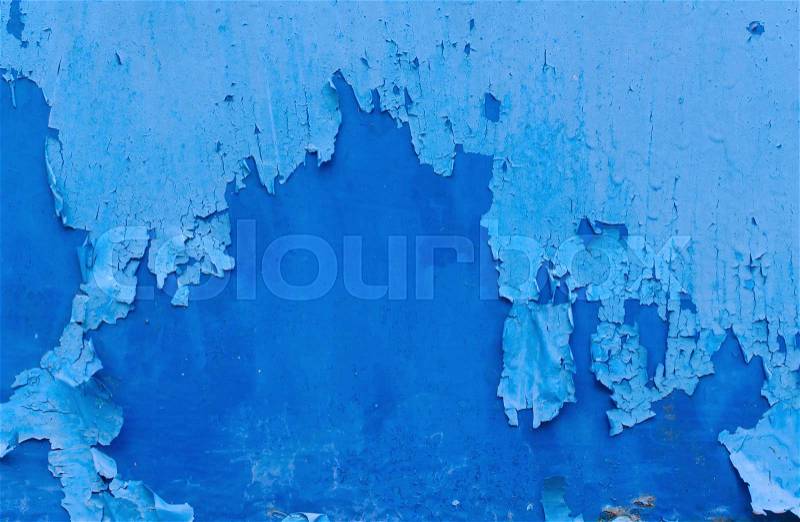 Cracked paint pattern on on wall texture, Blue scratch background, stock photo