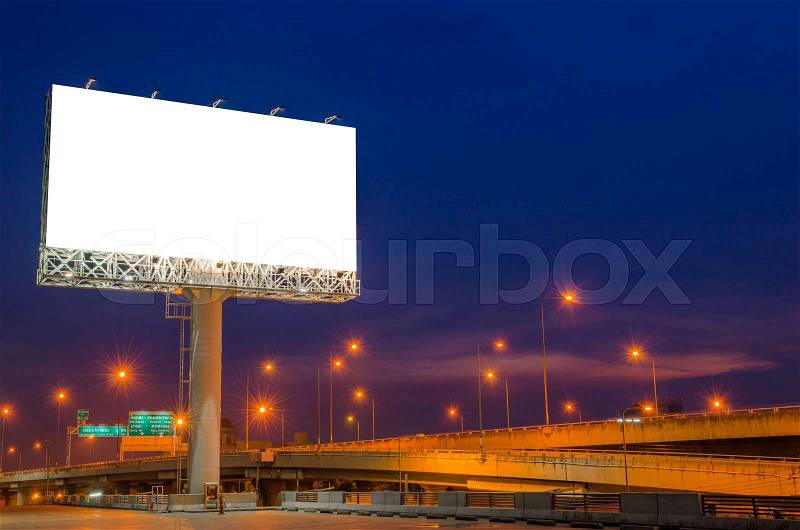 Blank billboard at twilight time for advertisement, stock photo