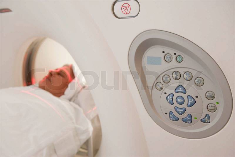Patient Having A Computerized Axial Tomography (CAT) Scan, stock photo
