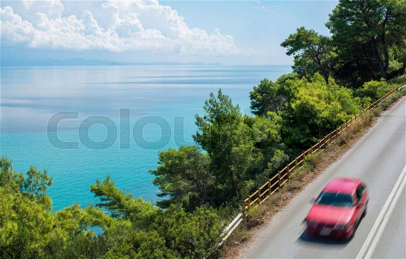 Greek sea resort. Blue sky. Sunny day. Greece, stock photo