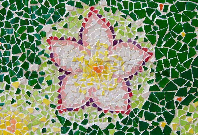 Mosaic tiles flower of Colorful for background, stock photo