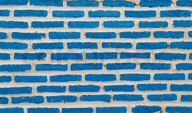 Texture of blue grunge brick wall for background, stock photo