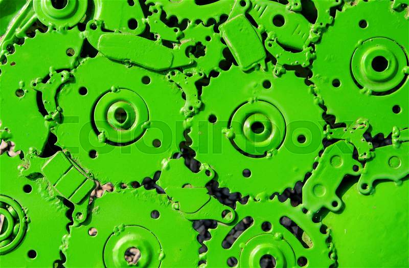 Green Mechanical ratchets for background, stock photo