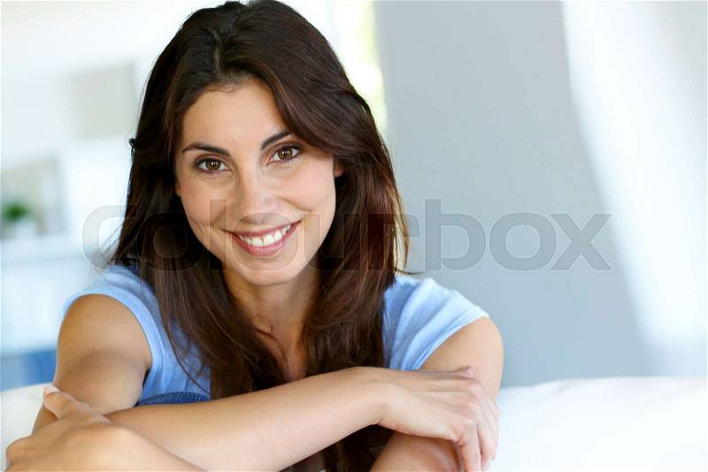 Portrait of attractive brunette woman, stock photo