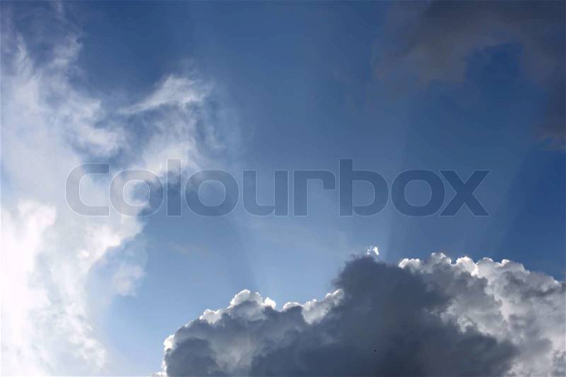 Heaven. Sunlight penetrated because of thick clouds, stock photo