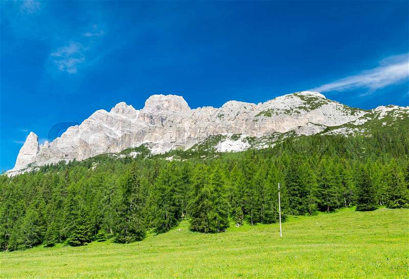 Stunning alpin landscape in summer season, Italian Dolomites, stock photo