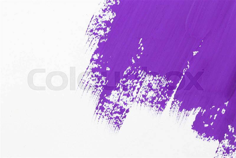 Stroke purple paint brush color water watercolor isolated on white background, stock photo