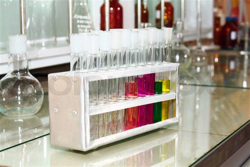 Test tubes are in a laboratory, stock photo