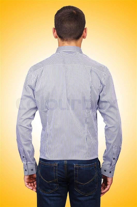 Male model with shirt isolated on white, stock photo