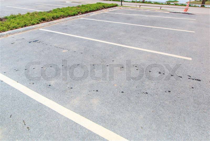 Empty parking lot - Parking lane outdoor in public park, stock photo