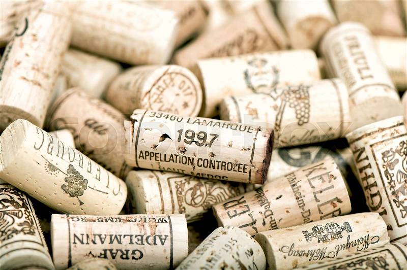 Closeup of wine corks. selective focus, stock photo