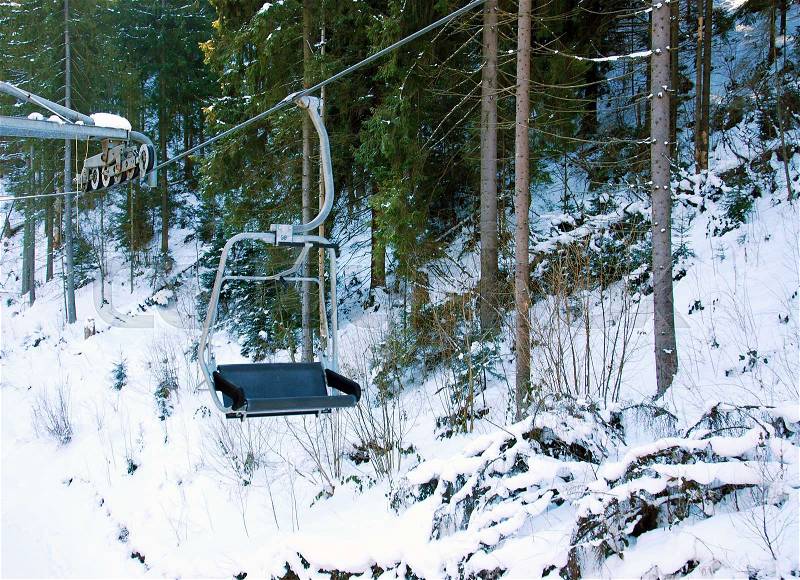 Cross-Processed Ski Lift, stock photo