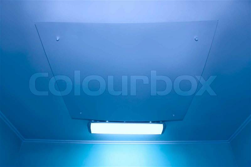Ceiling in medical facilities. Special lighting in the surgery room, stock photo