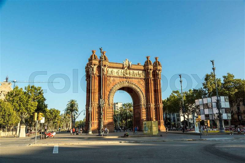 BARCELONA, SPAIN - JUNE 11: Triumph Arch of Barcelona in a summer day in Barcelona, Spain, stock photo